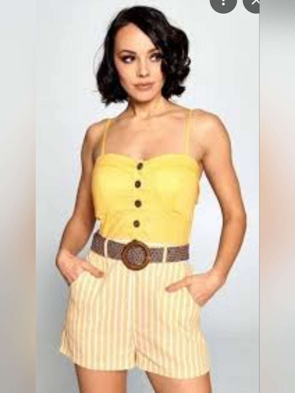 Chocolate Yellow Striped Women’s Romper